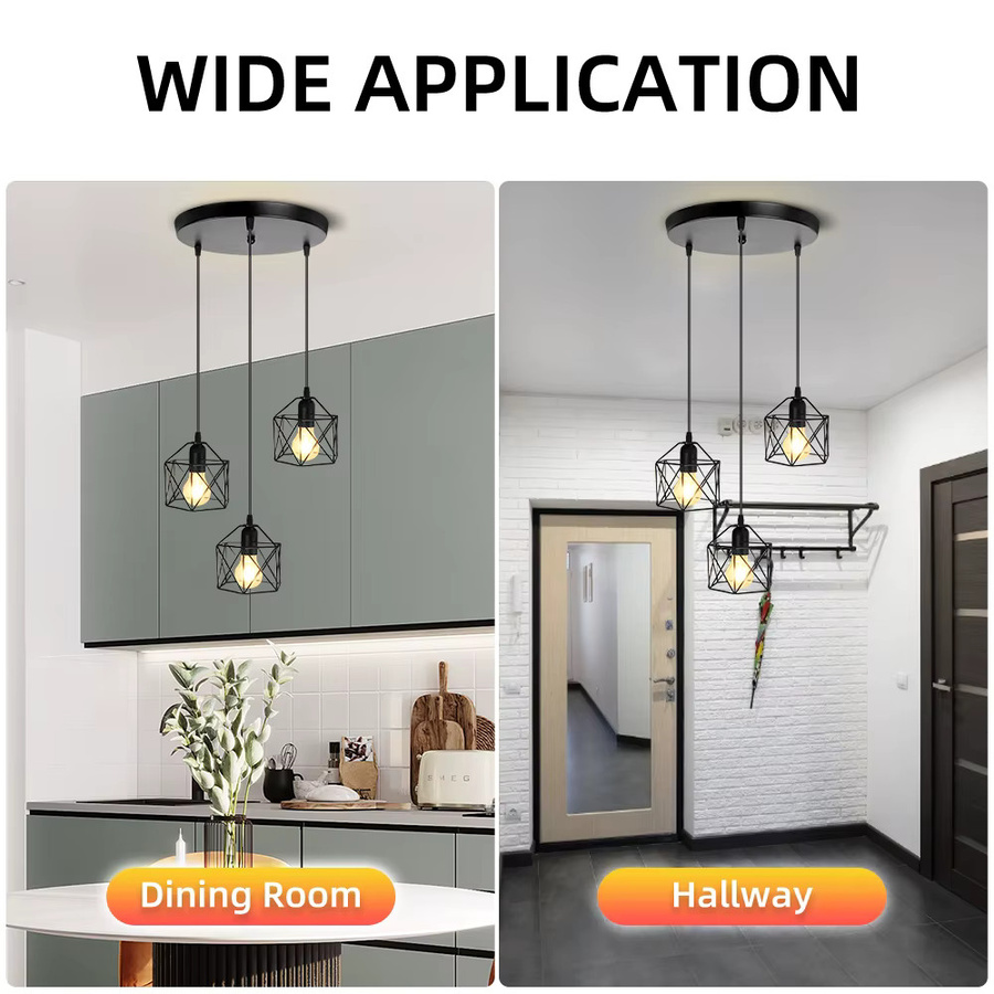 CANMEIJIA Moderne LED Pendelleuchte in Schwarz für Esszimmer und Küche mit E27 Fassung - Bild 4