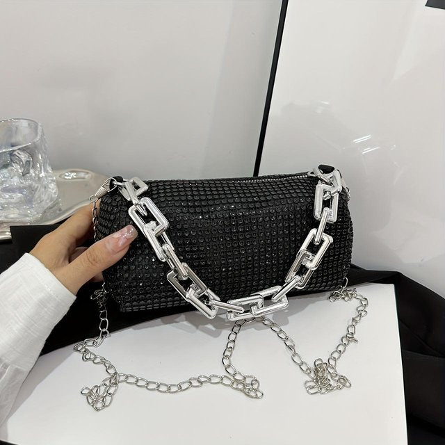 Halskette Damen, Strass, schwarz - Bild 1
