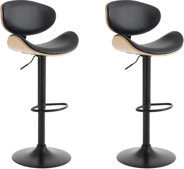 Vente-unique Barhocker Montenegro in Schwarz und Beige mit Metallgestell und Kunstlederbezug - Bild 1