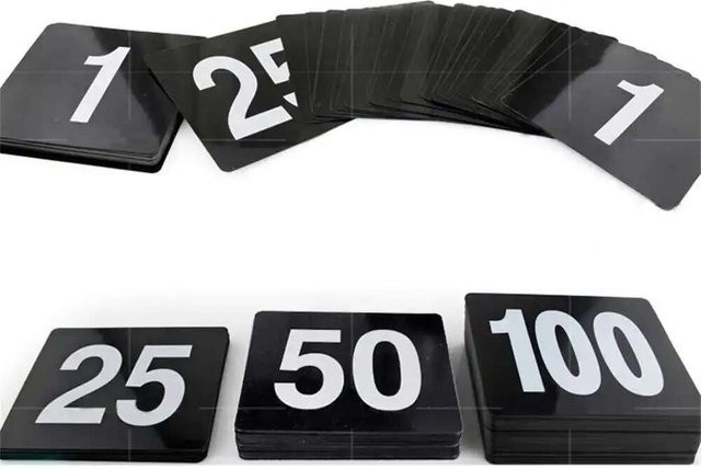 Loripos Doppelseitiges Kunststoff-Tischschild mit Nummernkarte in Weiß auf Schwarz - Bild 1