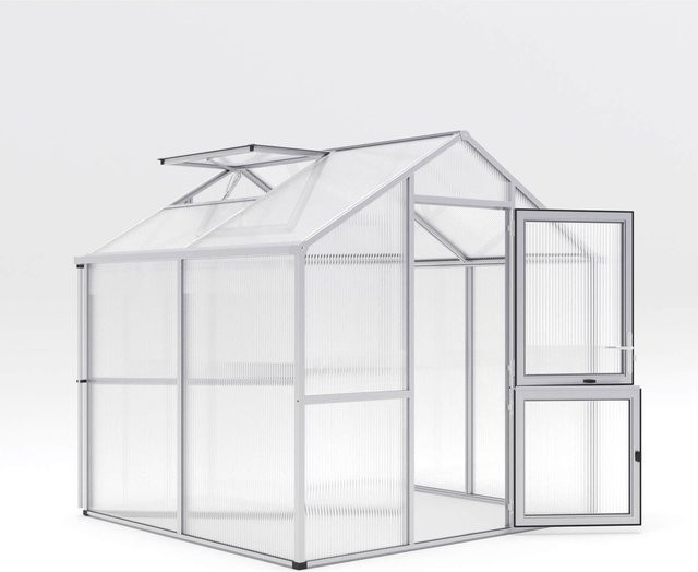 KGT Gewächshaus Iris II in Silber mit Polycarbonat-Platten und Satteldach, 5,1 m² - Bild 1