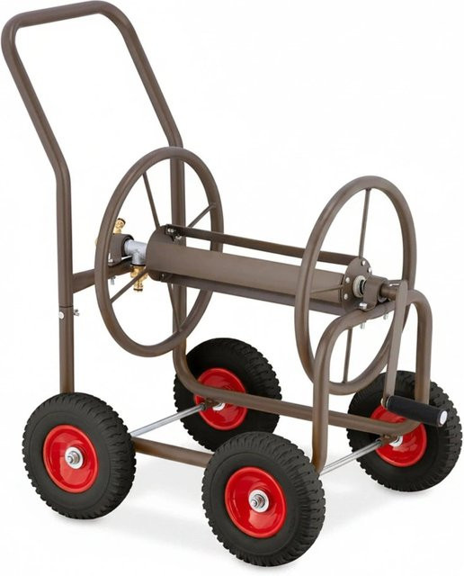 Relaxdays Schlauchwagen aus Stahl in Braun mit Kurbel, B/T/H: 81 x 50 x 80 cm - Bild 1