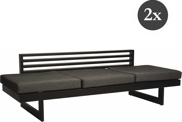 2er Set Stern NEW HOLLY Bank Liege aus Aluminium in Schwarz Matt mit seidenschwarzer Polyacryl-Auflage - Bild 1