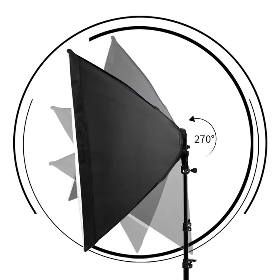 SH Fotografie-Softbox-Beleuchtungsset mit E27-Sockel in Schwarz, professionelles Dauerlichtsystem für dein Fotostudio, B/H: 50 x 70 cm - Bild 3