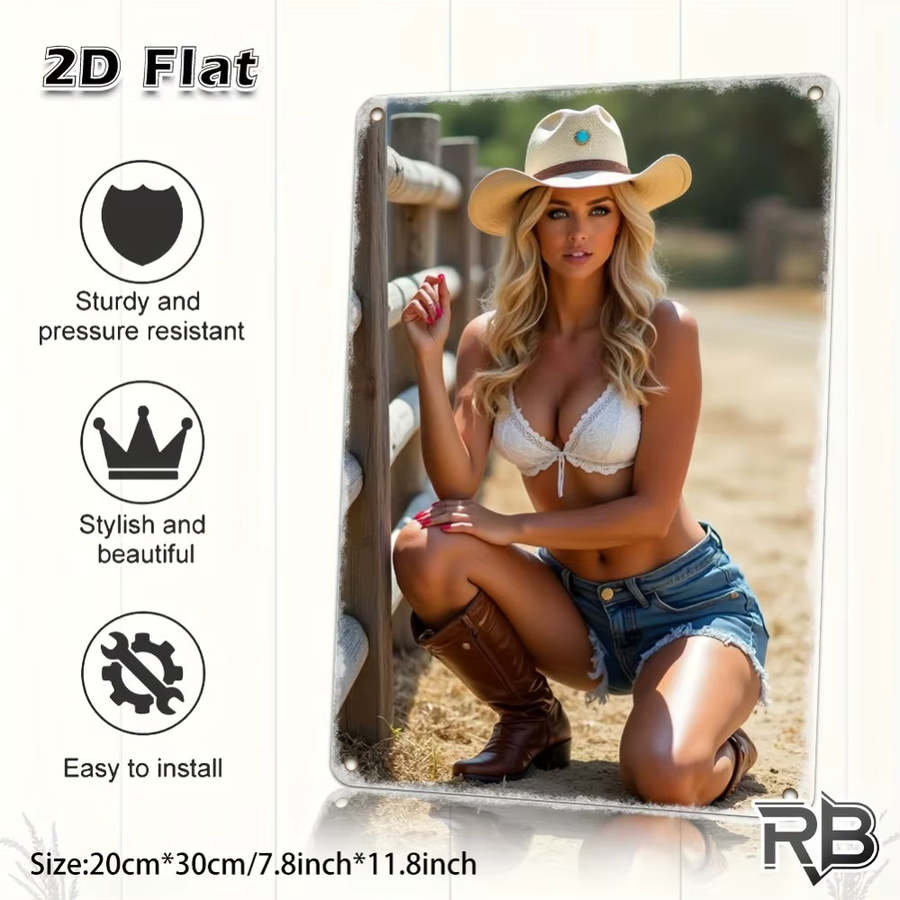 HELLOYOUNG Metallschild Bikini-Mädchen Wanddekoration Mehrfarbig - Bild 5