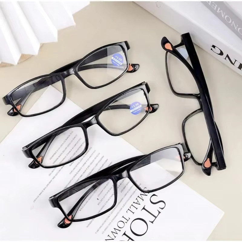 DIXSG Lesebrille Damen, Vollrand, rechteckig, Kunststoff, schwarz - Bild 2