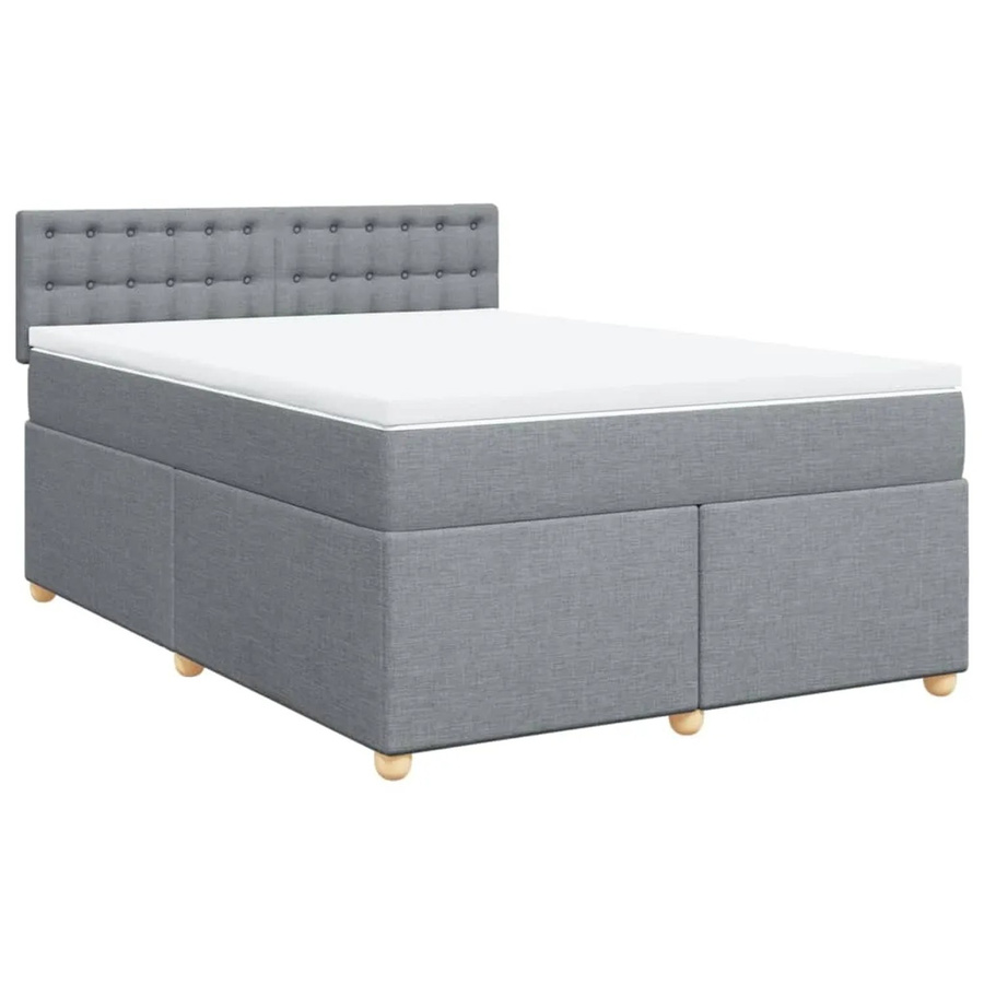 vidaXL Boxspringbett mit Matratze in Hellgrau, Hybrid-Bett mit Taschenfederkern, B/T: 140 x 200 cm - Bild 2