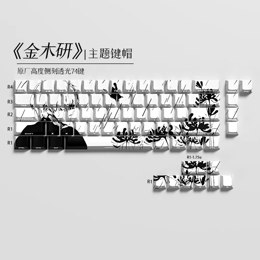 Tokyo Ghoul Anime PBT Cherry Tastenkappen für Wooting 60 65 68 mechanische Tastaturen in Weiß - Bild 2