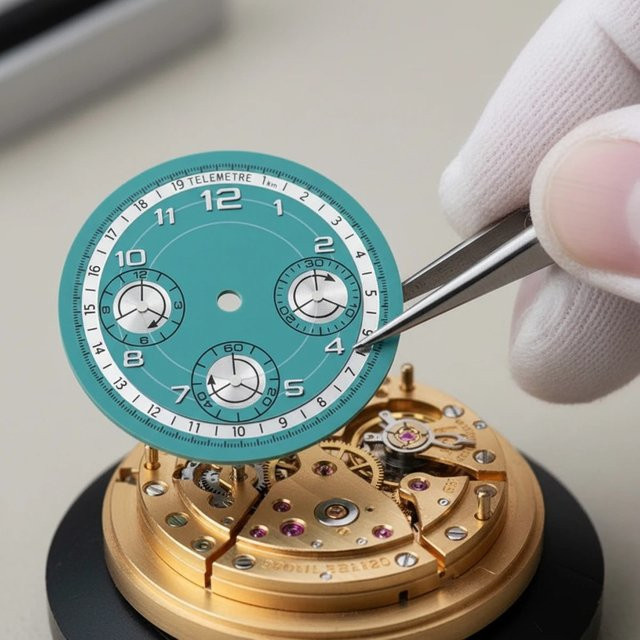 CAOWTAN Uhrenzifferblatt Chronograph, Edelstahl, Weiß, 29,5 mm - Bild 1