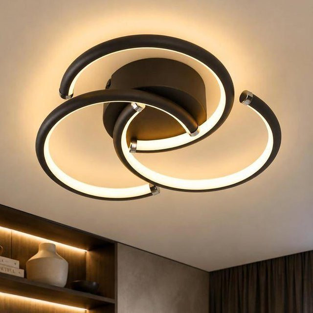 NETTLIFE LED Deckenleuchte in Schwarz, modernes ringförmiges Design, 24 W, 3000K Warmweiß - Bild 1