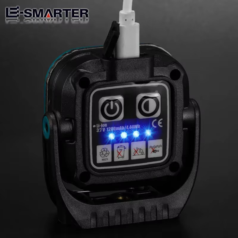 ESMARTER LED-Camping-Taschenlampe in Schwarz mit COB-Arbeitslicht und wiederaufladbarem Akku als tragbares Flutlicht und Notlicht - Bild 3