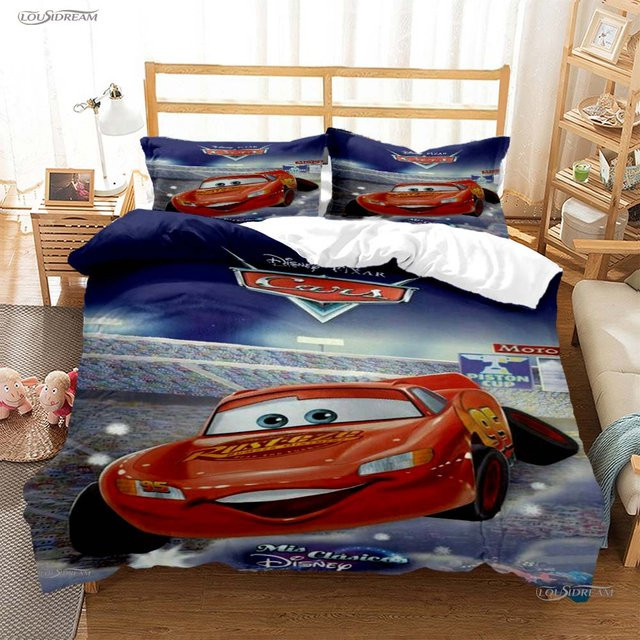 Pixar McQueen Auto Bettwäsche-Set mit Bettbezug und Kissenbezügen, Mehrfarbig, B/H: 140 x 210 cm - Bild 1
