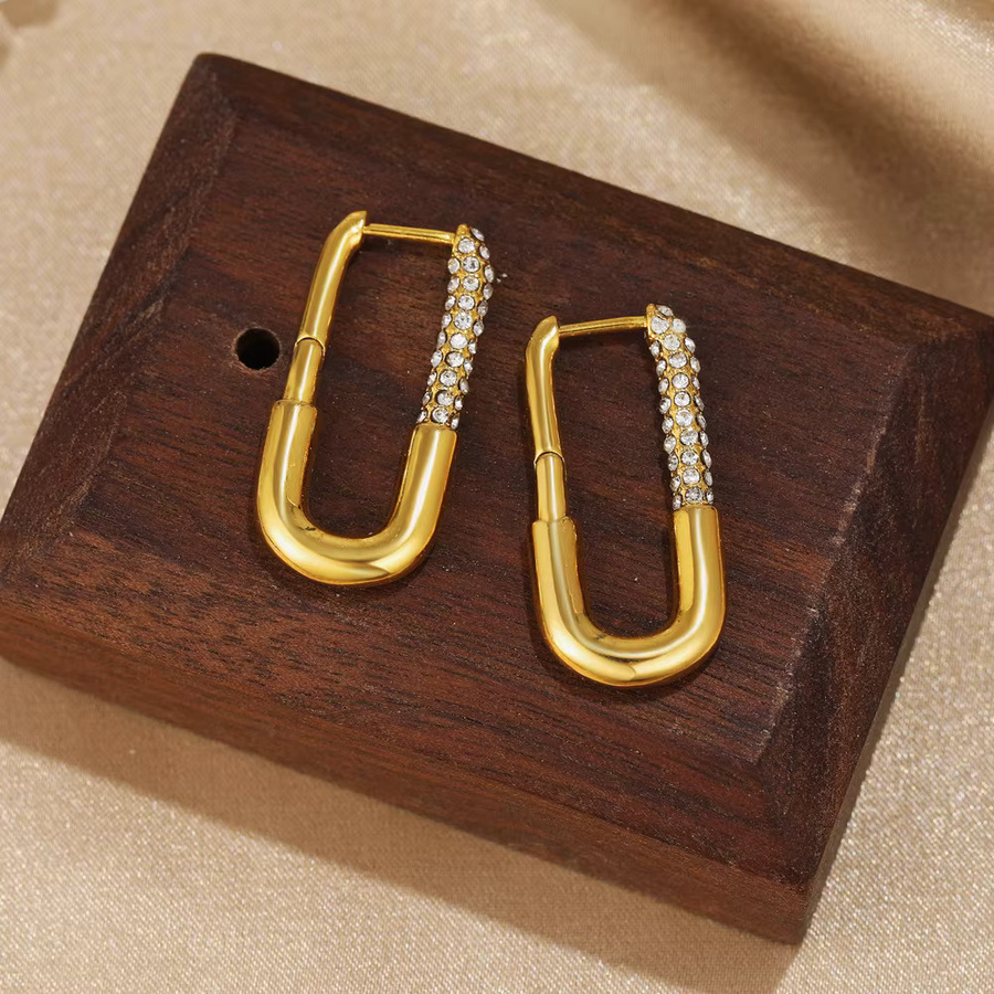 SLOONGJEWELRY Creolen, U-förmig, Zirkonia, 18 Karat vergoldet, Unisex - Bild 2