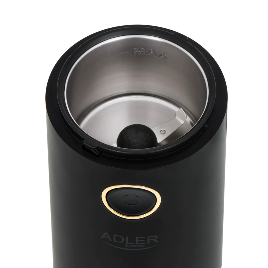 Elektrische Adler Kaffeemühle 150 W in Schwarz/Gold für Kaffee, Gewürze und Nüsse mit 75 g Fassungsvermögen - Bild 2