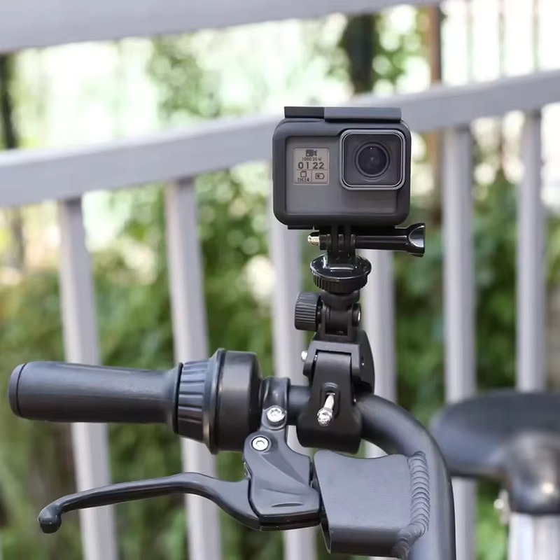 DIXSG Lenkerhalterung für Fahrrad und Motorrad in Schwarz für GoPro Hero 13 12 11 Insta360 X5 X4 DJI Yi SJCAM als Zubehör für Einbeinstativ und Stativ - Bild 2