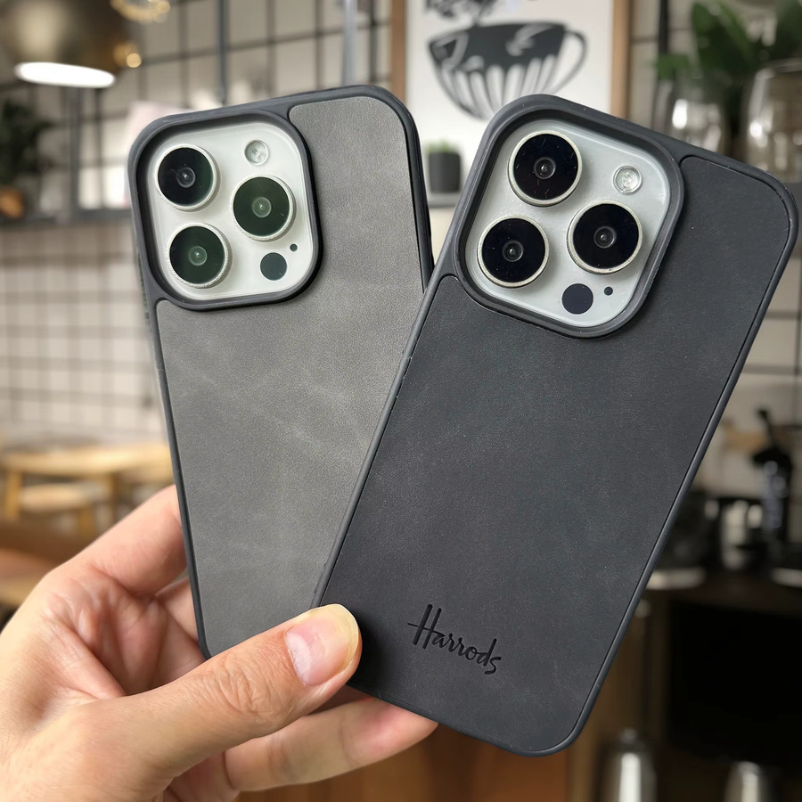 VNTK Luxus Handyhülle aus Leder mit Mikrofaser-Innenfutter für iPhone 17 Air 16 15 14 Plus 13 12 11 Pro Max in Schwarz - Bild 3