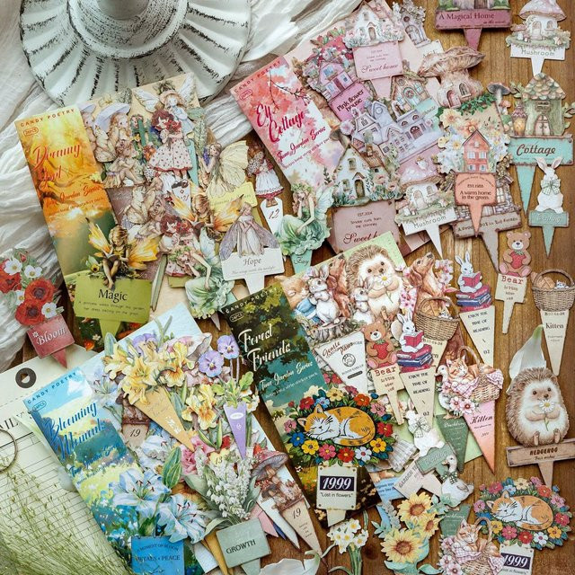 24-teiliges Time Garden Vintage-Märchenaufkleber-Set in Multicolour für Journal-Scrapbooking und DIY-Dekoration - Bild 1