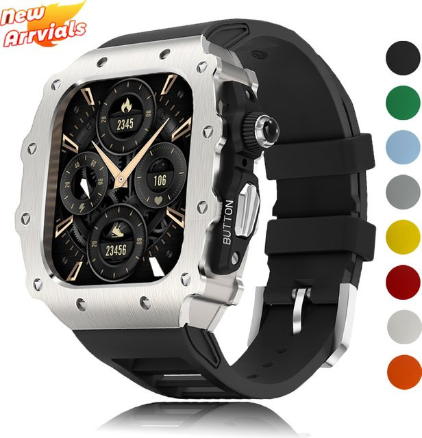 CAOWTAN Modifikationsset für Apple Watch, Edelstahl, Silikon, Silber, Unisex - Bild 1