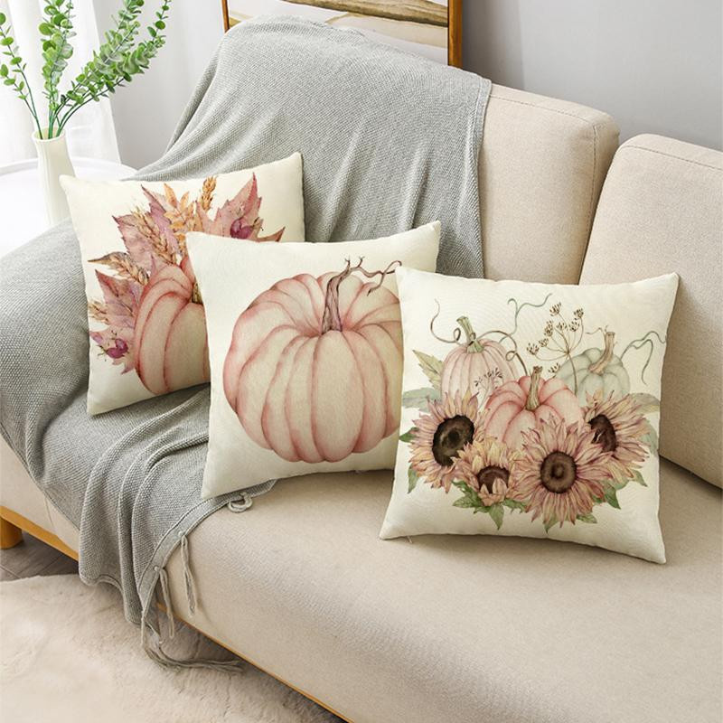 Yiran Furniture Kissenbezug Kürbisblume und Fahrrad in Rosa, Leinen-Baumwolle, B/B: 40 x 40 cm - Bild 2