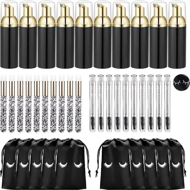 OEMG Wimpern Reinigung Werkzeug Set, 40 Stk, mit Schaumpumpe Flasche und Pinsel - Bild 1