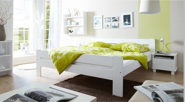 TiCAA Einzelbett Bert aus Kiefer massiv in Weiß im skandinavischen Design - Bild 1