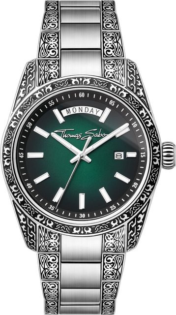 Thomas Sabo Herrenuhr, Quarz, Edelstahl, 40 mm, Grün, 5 ATM - Bild 1