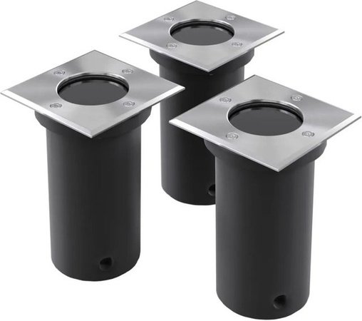 vidaXL Outdoor Bodenleuchten 3er Set quadratisch in Schwarz und Silber aus Aluminium und Edelstahl mit IP67 Schutzklasse für Garten und Außenbereich