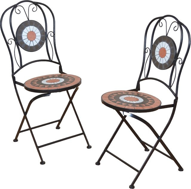 Möbel direkt online Metallstuhl Set aus 2 Stück in Schwarz mit Mosaik-Design und pulverbeschichteter Oberfläche - Bild 1