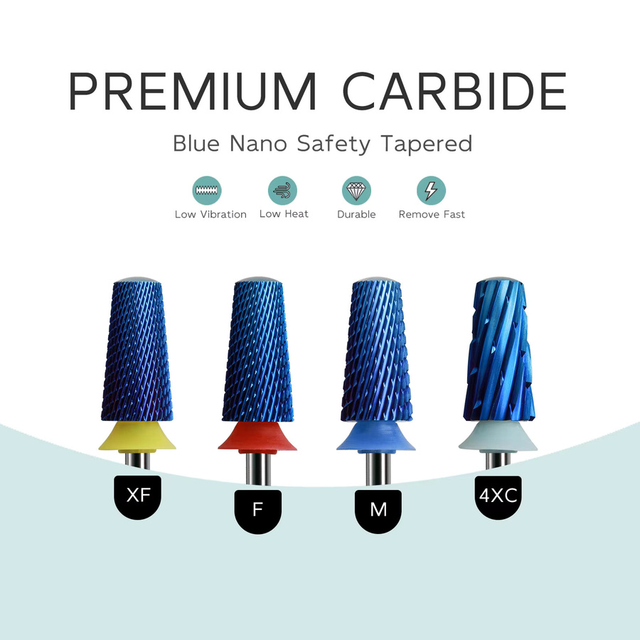 HYTOOS Blue Nano Safety Tapered Nail Drill Bits, Abgerundete Hartmetallbohrer, 3/32 - Bild 2
