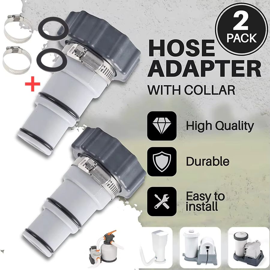 JOCESTYLE Ersatz Schlauch Adapter für Intex ARU mit Anti Leck Kunststoff Gewinde Anschluss für Pool Ablauf Pumpe und Ventil, 2-4 Stück - Bild 2