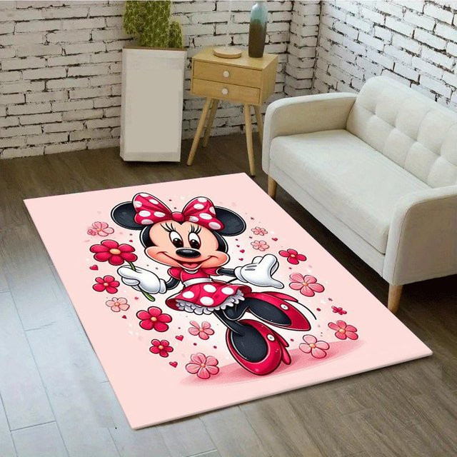 YglNine Teppich mit Minnie-Aufdruck in Pink, rechteckiger Teppich aus Polyester, rutschfest und waschbar, B/T: 80 x 120 cm - Bild 1