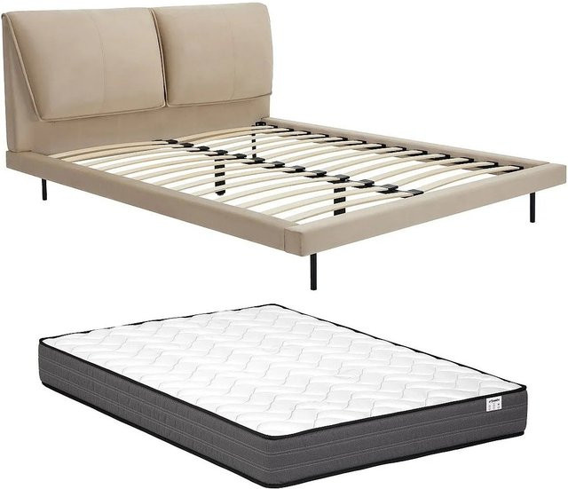 IBEDIA Bettrahmen Ibedia gepolstert aus Samt in Taupe/Beige B/T/H: 140 x 190 cm - Bild 1