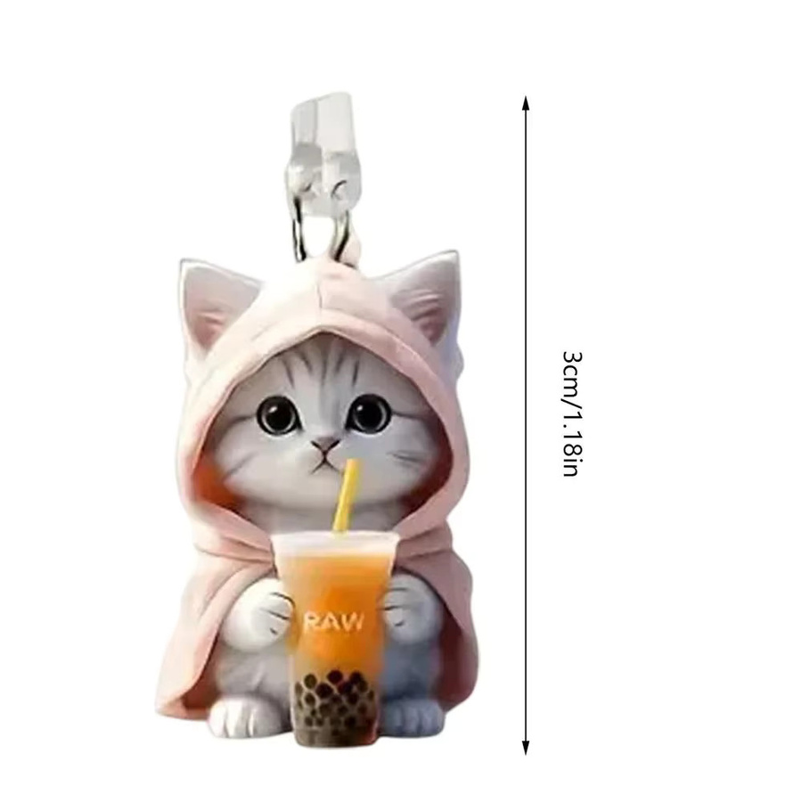 Dekorativer Staubschutz-Anhänger Süße Katze für iPhone und Samsung mit USB-C Anschluss in Pink - Bild 3