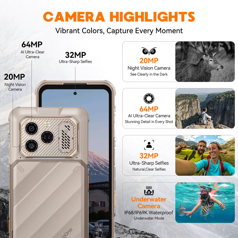 Ulefone RugOne Xever Robustes Smartphone in Schwarz mit Helio G200, bis zu 16 GB RAM, Android 16, eSIM, NFC und 4G LTE Global Version - Bild 4