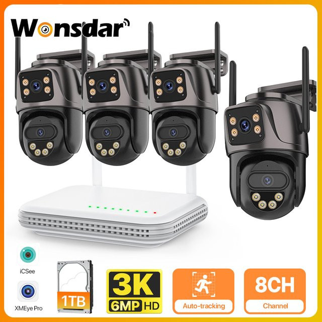 Wonsdar Outdoor IP Kamera Überwachungssystem mit 6MP HD Auflösung, 8CH Wifi NVR Kit und H.265 Videoübertragung - Bild 1