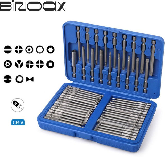 Binoax 50-teiliges Bit-Set in Blau mit extra langer Reichweite, 75 mm Sicherheits-Schraubendreher-Bits für Torx, Stern, Sechskant und Philips - Bild 1