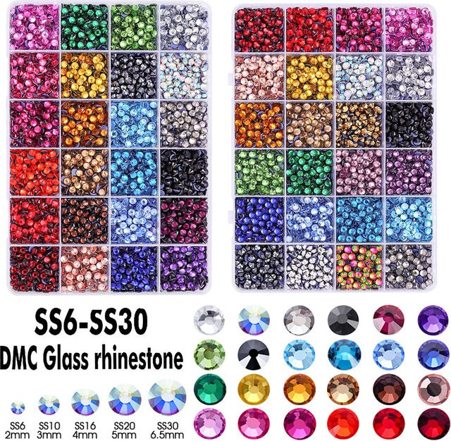 DUCRYSTAL Hotfix Kristall-Strasssteine Set mit 24 Farben und Werkzeugset für DIY-Projekte, SS6-SS30 Flatback-Kristalle in Multicolour inklusive Pinzette und Wachsstift - Bild 1