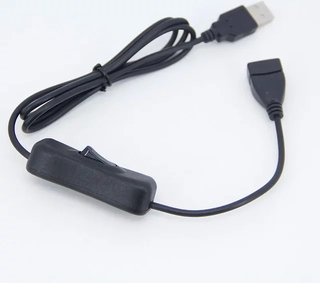 USB-Datenverlängerungskabel mit EIN/AUS-Schalter, USB-A Stecker auf USB-A Buchse, Schwarz, Länge: 1 m - Bild 1