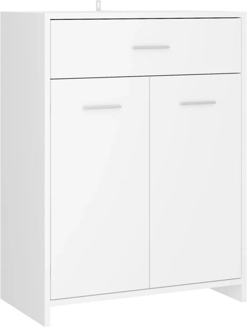 vidaXL Badezimmerschrank Weiß aus Holzwerkstoff mit internen Regalen, B/T/H: 60 x 33 x 80 cm - Bild 1