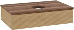 V&B Waschtischunterschrank Antao mit Frontstruktur in Eiche Honig Braun, B/T/H: 80 x 50 x 19 cm - Bild 1