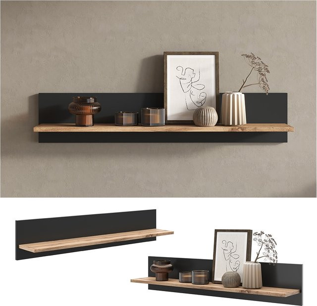 Vicco Wandregal Amber Eiche Wotan Anthrazit B: 100 cm, T: 20 cm - Bild 1
