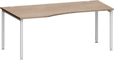 Schäfer Shop Genius Freiformschreibtisch MODENA FLEX, Ansatz links, Farbe Eiche/weißaluminium, Breite: 180 cm - Bild 1