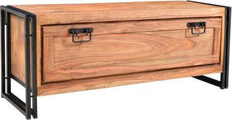 SIT Schuhschrank PANAMA aus Akazienholz und Metall in Braun mit integrierter Sitzfläche und Klappfächern, B/T/H: 130 x 40 x 50 cm - Bild 2