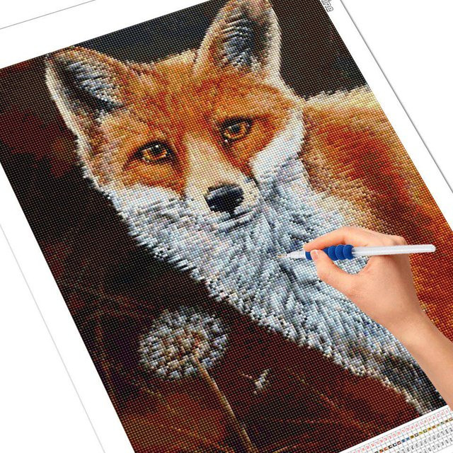 FIYO Diamond Painting Fuchs Motiv in Braun als DIY Diamant Stickerei mit quadratischen Diamanten, Breite: 20 cm, Höhe: 30 cm - Bild 1
