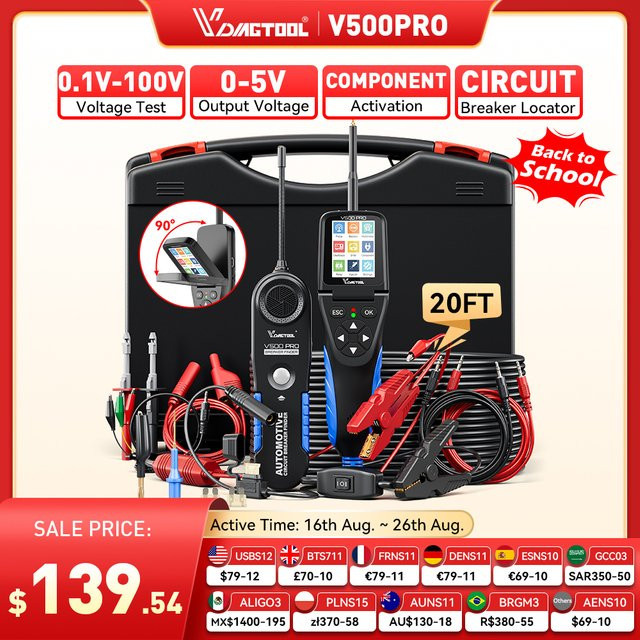 VDIAGTOOL V500PRO Kfz-Stromkreisprüfer Sondenset Multimeter Oszilloskop Relais- und Injektortester in Schwarz - Bild 1