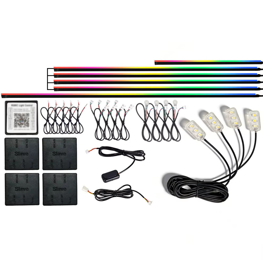 WUMFIRE 18-in-1 Auto-LED-Ambientebeleuchtungs-Set mit Musik-Synchronisation, RGB Multicolour Neon-Flex-Streifen mit Bluetooth-App-Steuerung und Fernbedienung für den Innenraum - Bild 1