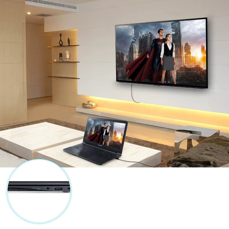 Ninth World HD HDMI-Kabel 1.4 Version in Schwarz mit vergoldetem Stecker für Computer und TV, flaches Kabel für 1080p und 3D - Bild 5