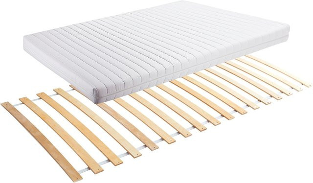 Ticaa Set aus Rollrost aus Birkenholz und MedAllergen Kindermatratze, Farbe Weiß, B/T/H: 90 x 200 x 16 cm - Bild 1