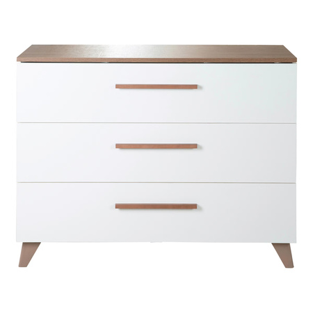 Roba Wickelkommode Ole breit in Eiche in Braun und Weiß mit Sicherheitsbügel und Wickelauflage, B/T/H: 110 x 75,5 x 98 cm