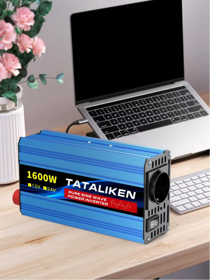 TATALIKEN DC-AC-Stromwandler 12V auf 220V mit leisem Lüfter, 1000W/1600W Steckdosenadapter in Blau für Fahrzeuge und Outdoor-Notfälle - Bild 4